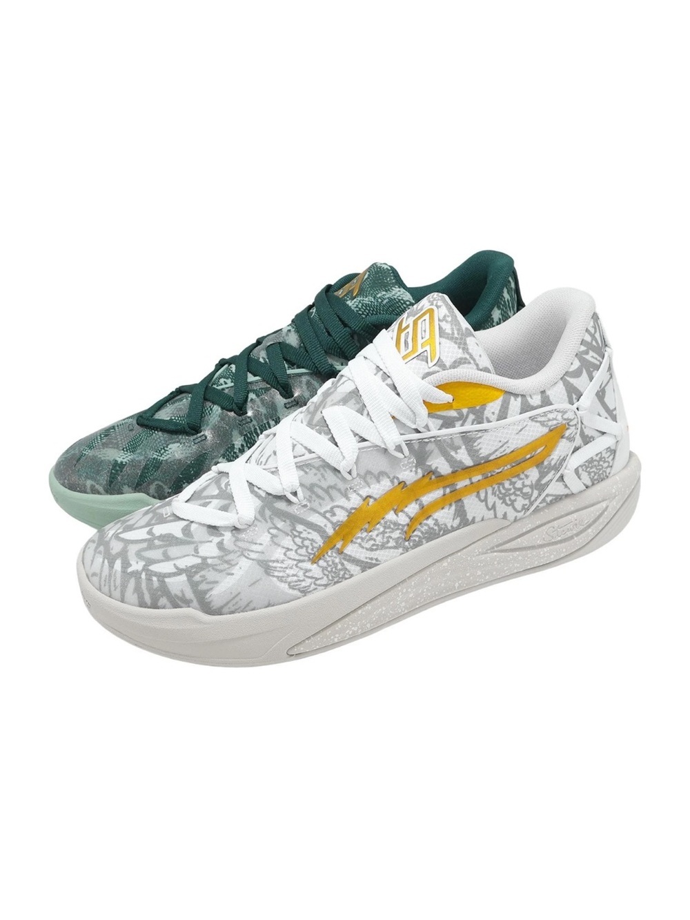 Puma White and Dark Green Harry Potter Accent Sneakers - Picture 7 of 8